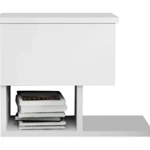 Billig Decorotika Sängbord 46 cm med Förvaring Låda + Hyllor Vit - Möbler