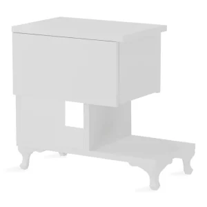 Decorotika Sängbord 46 cm med Förvaring Låda + Hyllor Ben Vit - Möbler Köp online