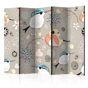 Rumsavdelare Natural Pattern with Birds II 225x172 cm Artgeist sp. z o. o. - Inredning Begränsad tid