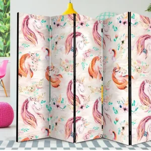Handla nu Rumsavdelare Pastel Unicorns II 225x172 cm Artgeist sp. z o. o. - Inredning
