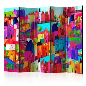 Rumsavdelare Rainbow-Hued Town II 225x172 cm Artgeist sp. z o. o. - Inredning Endast idag