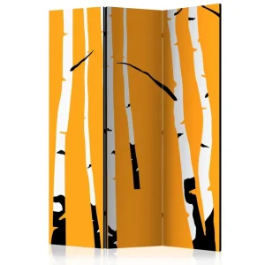 Billigare Rumsavdelare Birches on the Orange Background 135x172 cm Artgeist sp. z o. o. - Inredning