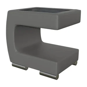 Nyhet Honstad Sängbord 32 cm Vänster Konstläder/Glas/Mörkgrå/Svart - Möbler