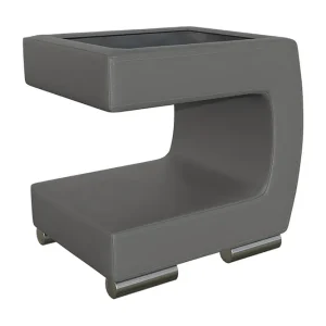 Rabatter Honstad Sängbord 32 cm Höger Konstläder/Glas/Mörkgrå/Svart - Möbler