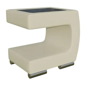 Kampanj Honstad Sängbord 32 cm Höger Konstläder/Glas/Beige/Svart - Möbler