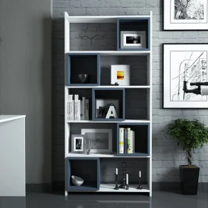 Sänkt pris Hovdane Skrivbord 120 cm med Förvaring + Vägghylla + Vit/Blå - Möbler