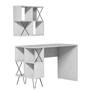 Bästa pris Hovdane Skrivbord 120 cm med Förvaring Hylla + Bokhylla Lite Vit/Svart - Möbler