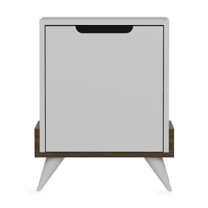Sänkt pris Hejde Sängbord 35 cm med Förvaring Skåp Vit/Brun - Möbler