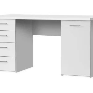 Bowlee Skrivbord 145 cm med Förvaring Skåp + 4 Lådor + Hylla Vit - Möbler Reapris