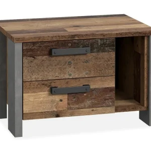 Cadle Sängbord 62 cm med Förvaring 2 Lådor + Hylla Brun/Grå - Möbler Lägg i varukorgen