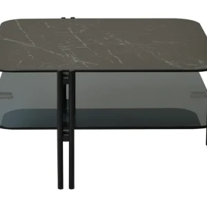 Säker betalning Khadyn Soffbord 80 cm med Förvaring Hylla Keramik/Glas/Svart - Möbler