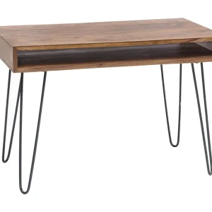 Wohnling Langner Skrivbord 110 cm med Förvaring Hylla Massivt Trä/Svart - Möbler Beställ nu