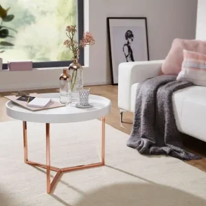 Wohnling Dhir Soffbord 59 cm Runt Vit/Mässing - Möbler Populär