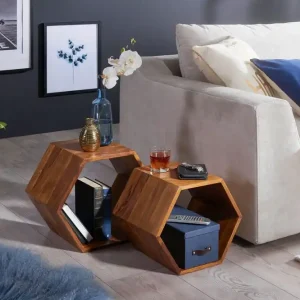 Wohnling Chicosky Satsbord 46 cm 2 Bord Massivt Trä/Brun - Möbler Snabb leverans