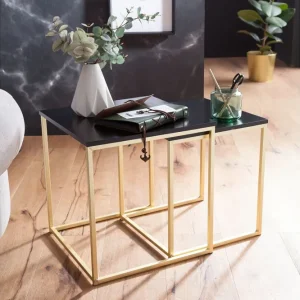 Rabatt Wohnling Geancarlo Satsbord 48 cm 2 Bord Svart/Guld - Möbler
