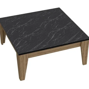 Sincerely Soffbord 85 cm Marmormönster Svart/Valnötsbrun - Möbler Kampanjpris