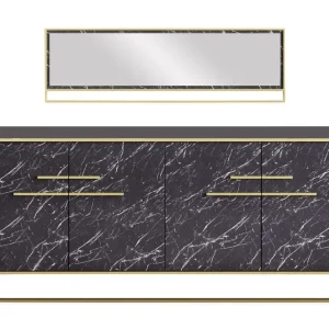 Susia Sidobord 180 cm Guld|Svart - Förvaring Trygg betalning