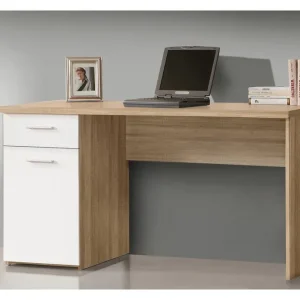 Zafeer Skrivbord 140 cm med Förvaring Låda + Skåp Brun/Vit - Möbler Begränsat erbjudande