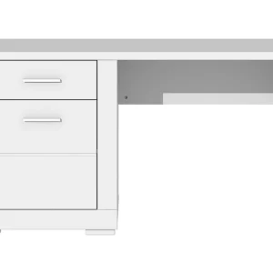 Uzayr Skrivbord 138 cm med Förvaring Hylla + Skåp Vit - Möbler Fynd