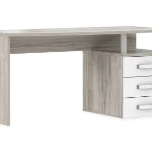 Latrish Skrivbord 138 cm med Förvaring Hylla + 3 Lådor Brun/Vit - Möbler Extra rabatt