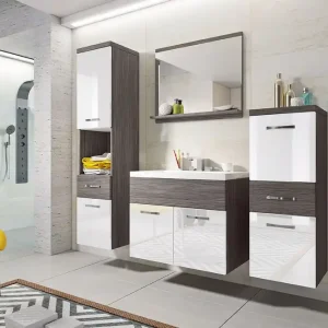 Nyhet Ericka Badrumsset Vit/Högglans/Grå/Brun - Hus & renovering