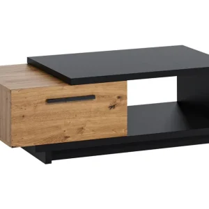 Ingram Soffbord 120 cm med Förvaring Låda + Hylla Natur/Svart - Möbler Erbjudandepris