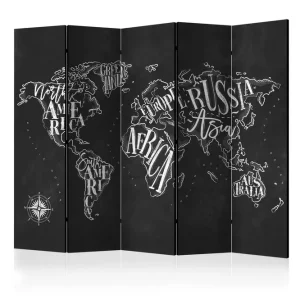 Rumsavdelare - Retro Continents (Black) II 225x172 Artgeist sp. z o. o. - Inredning Trygg betalning