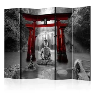 Rumsavdelare - Buddha Smile (Red) II 225x172 Artgeist sp. z o. o. - Inredning Beställ idag