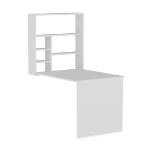Mcmillan Väggskrivbord 90 cm med Förvaring Hyllor Vit - Möbler Rea