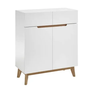 Bästa pris Siraaj Foajékista 85 cm Vit/Ek - Förvaring