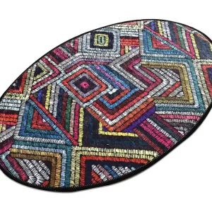 Billig Anjalie Matta Oval 60x90 cm Flerfärgad/Sammet - Textil & mattor