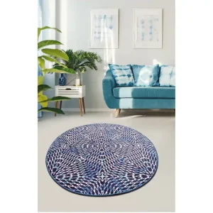 Sinope Matta Rund 100 cm Flerfärgad/Sammet - Textil & mattor Snabb frakt