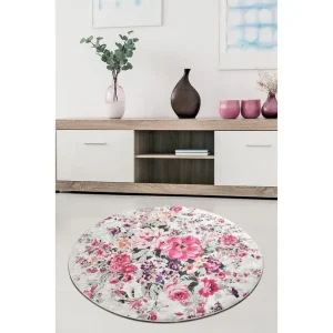 Snabb leverans Amarinda Matta Rund 100 cm Flerfärgad/Sammet - Textil & mattor