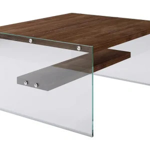 Outlet Sabani Soffbord 75 cm med Förvaring Hylla Glas/Brun - Möbler