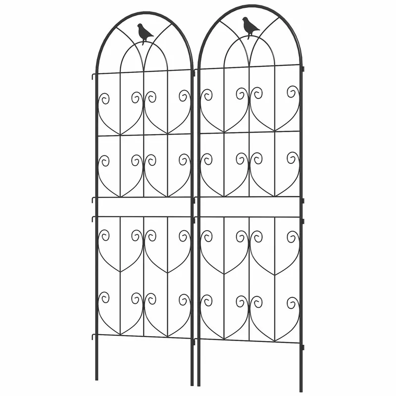 Endast denna vecka Trädgårdsspaljé med fågelmotiv – Metall, 50x150 cm, Svart