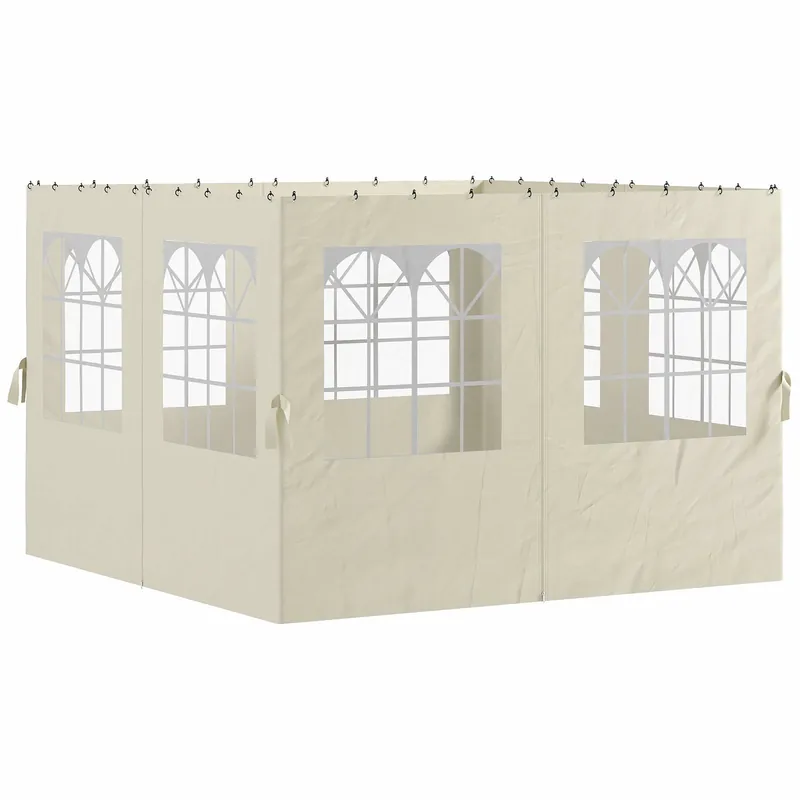 Billigare Sidopaneler till paviljong, 4-pack, 3x3m, krämfärgade, UV- och vattenbeständiga