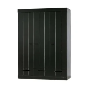 Varius Garderob 140x53 cm 3 Dörrer Furu/Svart - Förvaring Expressleverans