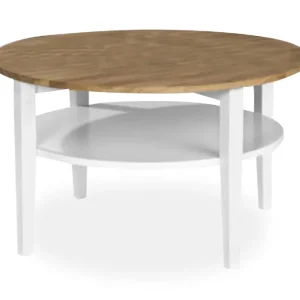 Andrarum Tranås Soffbord 80 cm Runt Ek/Vit - Möbler Sänkt pris