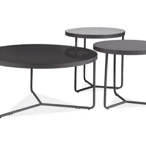 Misovarda Satsbord 80 cm Runt 3 Bord Glas/Grå/Svart - Möbler Endast denna vecka