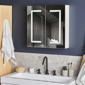 Mazarredo Badrumsskåp 60 cm Spegel med LED-belysning Vit - Hus & renovering Fri frakt