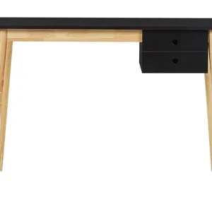 Ebeme Skrivbord 106 cm med Förvaring 2 Lådor Svart/Ljusbrun - Möbler Outlet