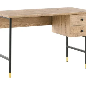 Snabb leverans Assaria Skrivbord 120 cm med Förvaring 2 Lådor Ljust Trä - Möbler