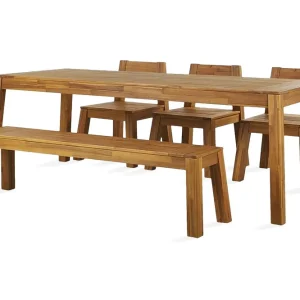 Coteto Matgrupp Utomhus 225 cm + 3 Utestolar + Bänk Utomhus Akacia - Utemöbler Billigare