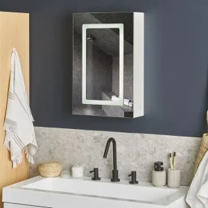 Roconda Badrumsskåp 40 cm Spegel med LED-belysning Vit - Hus & renovering Begränsat erbjudande