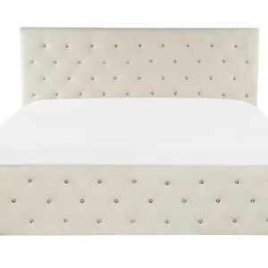 Bästa pris Saleux Förvaringssäng 160x200 cm Sammet/Beige - Möbler