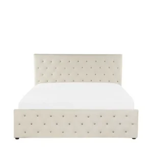 Saleux Förvaringssäng 140x200 cm Sammet/Beige - Möbler Nedsatt pris