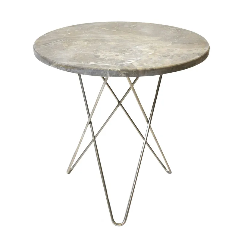 Lågt pris Tall Mini O Table Sidobord Ø50 cm, Stål/Grå marmor
