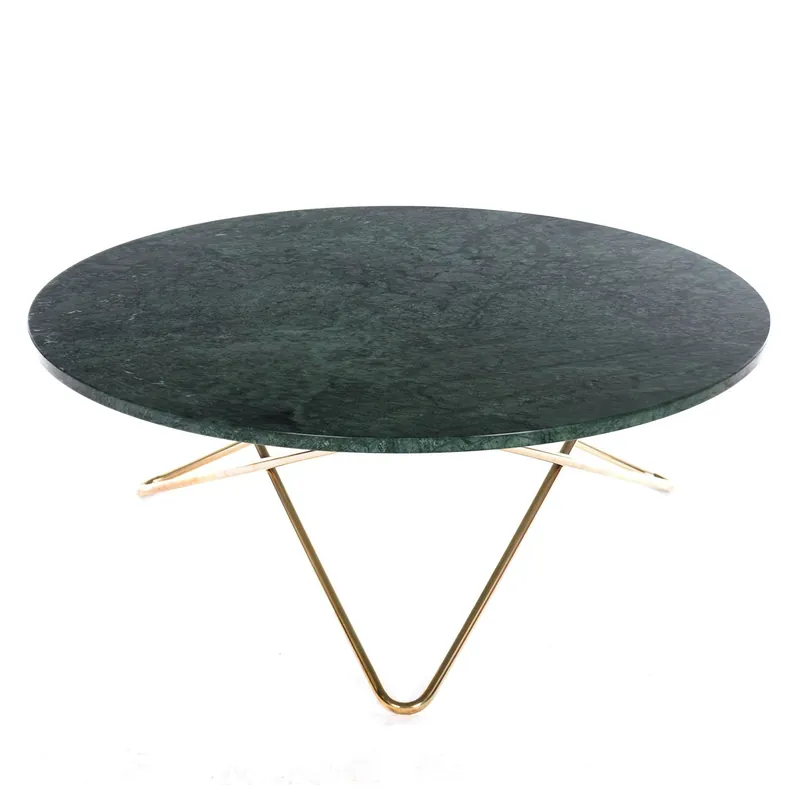 Large O Table Soffbord Ø100 cm, Mässing/Grön marmor Rabatter