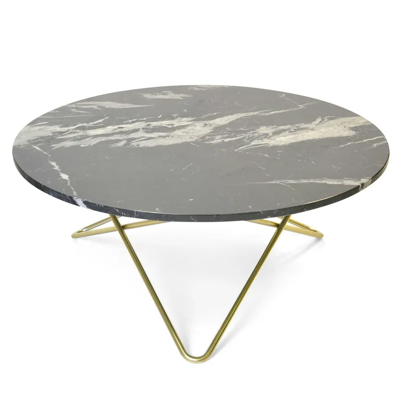 Endast denna vecka Large O Table Soffbord Ø100 cm, Mässing/Svart marmor