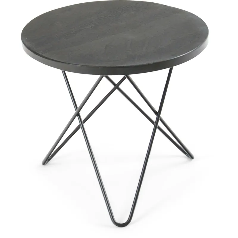 Billig Mini O Table Sidobord Ø40 cm, Svart/Rustik skiffer